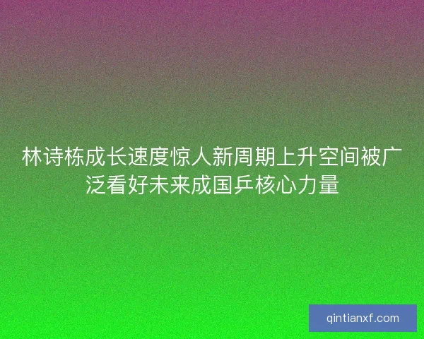林诗栋成长速度惊人新周期上升空间被广泛看好未来成国乒核心力量